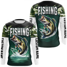 Load image into Gallery viewer, Camouflage Largemouth Bass Fishing Custom Long Sleeve Tournament Shirts, Fishing Gifts For Fisherman IPHW6628