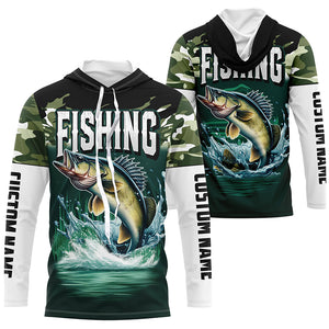 Camouflage Walleye Fishing Custom Long Sleeve Tournament Shirts, Fishing Gifts For Fisherman IPHW6629