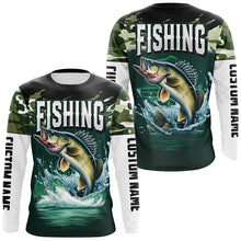 Load image into Gallery viewer, Camouflage Walleye Fishing Custom Long Sleeve Tournament Shirts, Fishing Gifts For Fisherman IPHW6629