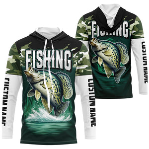 Camouflage Crappie Fishing Custom Long Sleeve Tournament Shirts, Fishing Gifts For Fisherman IPHW6630