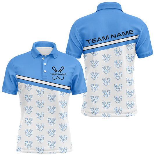 Blue Bowling Shirts For Men, Bowling Uniform Custom Bowling League Shirts IPHW6963
