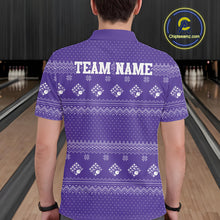 Load image into Gallery viewer, Custom Funny Santa Christmas Men Bowling Polo Shirts, Purple Xmas Bowling Team Outfit IPHW10141