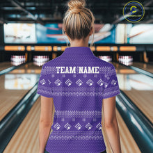 Load image into Gallery viewer, Custom Funny Santa Christmas Women Bowling Quarter-Zip Shirts, Purple Xmas Team Outfit IPHW10141