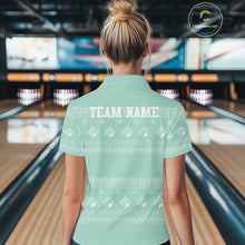 Load image into Gallery viewer, Custom Funny Santa Christmas Women Bowling Polo Shirts, Mint Green Xmas Team Outfit IPHW10143