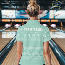 Load image into Gallery viewer, Custom Funny Santa Christmas Women Bowling Quarter-Zip Shirts, Green Xmas Team Outfit IPHW10143