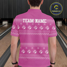Load image into Gallery viewer, Custom Funny Santa Christmas Men Bowling Polo Shirts, Bright Magenta Xmas Team Outfit IPHW10144