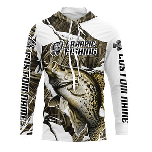 Grass Camo Custom Crappie Fishing Long Sleeve Tournament Fishing Shirts, Crappie Fishing Apparel IPHW6460