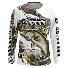 Load image into Gallery viewer, Grass Camo Custom Walleye Fishing Long Sleeve Tournament Fishing Shirts, Walleye Fishing Apparel IPHW6461