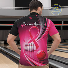Load image into Gallery viewer, Custom Hope Pink Ribbon Butterfly Bowling Shirt For Men, Breast Cancer Bowling Shirt IPHW11331