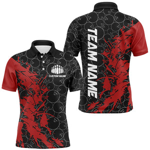 Black And Red Customized Bowling Shirts For Men, Custom Bowling Jerseys Team Bowling Shirts IPHW6982