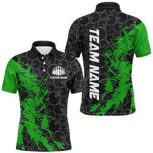 Black And Green Customized Bowling Shirts For Men, Custom Bowling Jerseys Team Bowling Shirts IPHW6983