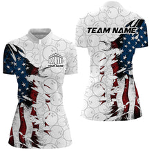 Load image into Gallery viewer, Vintage American Flag Custom Patriotic Bowling Shirts For Women, Outfits Bowling IPHW6984