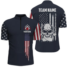 Load image into Gallery viewer, Custom Vintage Skull Bowling Shirts For Men, Retro Style Patriotic Bowling Team Shirts Outfit IPHW5141