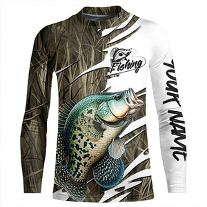 Crappie Fishing Custom Camo Long Sleeve Fishing Shirts, Crappie Fishing Tournament Apparel IPHW7195