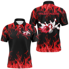 Load image into Gallery viewer, Black And Red Custom Flame Bowling Shirts For Men, Bowling Team Shirt Bowling Uniform Outfit IPHW7518