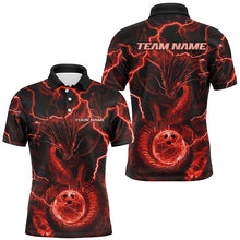 Load image into Gallery viewer, Black And Red Thunder Lightning Custom Dragon Bowling Shirts For Men, Bowling Team Jerseys IPHW7523