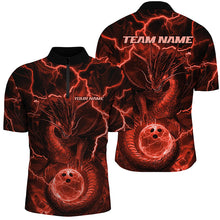 Load image into Gallery viewer, Black And Red Thunder Lightning Custom Dragon Bowling Shirts For Men, Bowling Team Jerseys IPHW7523