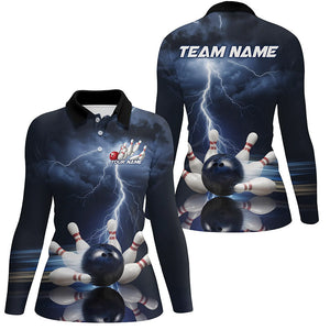 Custom Striking Thunder Lightning Ladies Bowling Shirts, Bowling Team Jersey Bowler Outfit IPHW7975