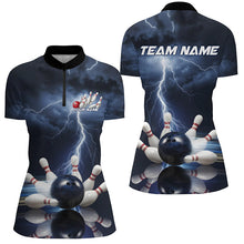 Load image into Gallery viewer, Custom Striking Thunder Lightning Ladies Bowling Shirts, Bowling Team Jersey Bowler Outfit IPHW7975