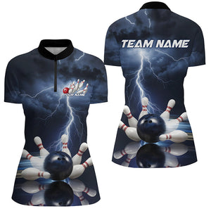 Custom Striking Thunder Lightning Ladies Bowling Shirts, Bowling Team Jersey Bowler Outfit IPHW7975