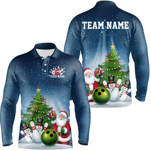 Custom Christmas Bowling Shirts For Men, Funny Santa Xmas Bowling Tournament Shirt Bowler Gift IPHW7977