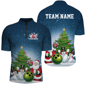 Custom Christmas Bowling Shirts For Men, Funny Santa Xmas Bowling Tournament Shirt Bowler Gift IPHW7977