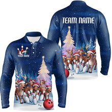 Load image into Gallery viewer, Custom Funny Christmas Reindeer Bowling Shirts For Men, Xmas Bowling Outfit Bowler Gifts IPHW7978