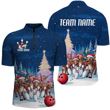 Load image into Gallery viewer, Custom Funny Christmas Reindeer Bowling Shirts For Men, Xmas Bowling Outfit Bowler Gifts IPHW7978