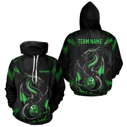 Custom Black And Irish Green Dragon Bowling Hoodie Shirts For Men And Women, Bowling Team Uniform IPHW8641