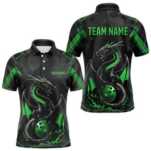 Load image into Gallery viewer, Custom Black And Irish Green Dragon Bowling Polo Shirts For Men, Bowling Team Uniform IPHW8641