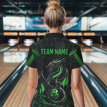 Load image into Gallery viewer, Custom Black And Irish Green Dragon Bowling Womens Quarter-Zip Shirts, Bowling Uniform IPHW8641