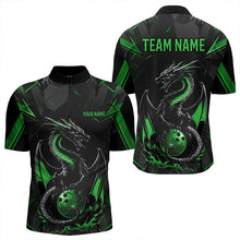 Load image into Gallery viewer, Custom Black And Irish Green Dragon Bowling Quarter-Zip Shirts For Men, Bowling Team Uniform IPHW8641