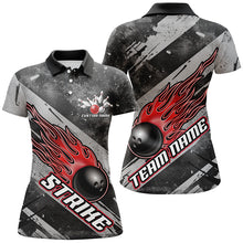 Load image into Gallery viewer, Black And Red Flame Bowling Ball Custom Team Shirts For Women, Tournament Team Jerseys IPHW6478