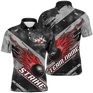 Black And Red Flame Bowling Ball Custom Team Shirts For Men And Women, Tournament Team Jerseys IPHW6478