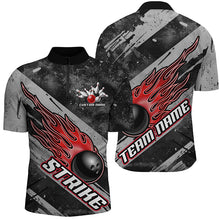 Load image into Gallery viewer, Black And Red Flame Bowling Ball Custom Team Shirts For Men And Women, Tournament Team Jerseys IPHW6478