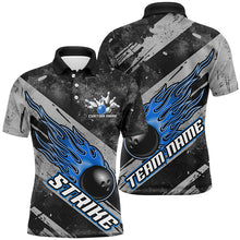 Load image into Gallery viewer, Black And Blue Flame Bowling Ball Custom Team Shirts For Men And Women, Tournament Team Jerseys IPHW6479