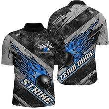 Load image into Gallery viewer, Black And Blue Flame Bowling Ball Custom Team Shirts For Men And Women, Tournament Team Jerseys IPHW6479