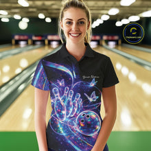 Load image into Gallery viewer, Custom Hologram Butterfly Bowling Women Polo Shirts, Galaxy Ladies Bowling Team Jerseys IPHW11334