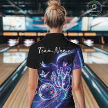 Load image into Gallery viewer, Custom Hologram Butterfly Bowling Women Polo Shirts, Galaxy Ladies Bowling Team Jerseys IPHW11334