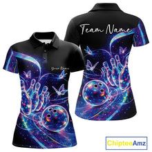 Load image into Gallery viewer, Custom Hologram Butterfly Bowling Women Polo Shirts, Galaxy Ladies Bowling Team Jerseys IPHW11334