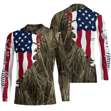 Load image into Gallery viewer, Custom Patriotic Camouflage Long Sleeve Fishing Shirts, Personalized Fishing Jerseys | Brown Camo IPHW6997