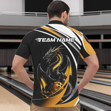 Load image into Gallery viewer, Custom Black And Gold Dragon Bowling Jerseys, Dragon Bowling Team Quarter-Zip Shirts For Men IPHW8651