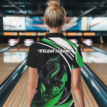 Load image into Gallery viewer, Custom Black And Green Dragon Bowling Jerseys, Dragon Bowling Team Polo Shirts For Women IPHW8652