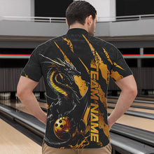 Load image into Gallery viewer, Custom Black And Gold Dragon Bowling Team Quarter-Zip Shirts For Men, Dragon Bowling Jerseys IPHW8923