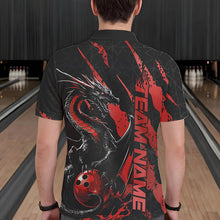 Load image into Gallery viewer, Custom Black And Red Dragon Bowling Team Polo Shirts For Men, Dragon Bowling Jerseys IPHW8924