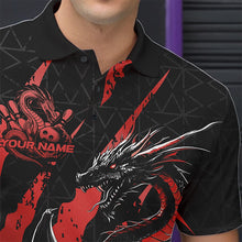 Load image into Gallery viewer, Custom Black And Red Dragon Bowling Team Polo Shirts For Men, Dragon Bowling Jerseys IPHW8924
