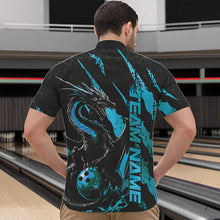 Load image into Gallery viewer, Custom Black And Blue Dragon Bowling Team Quarter-Zip Shirts For Men, Dragon Bowling Jerseys IPHW8925