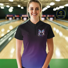 Load image into Gallery viewer, Custom Colorful Butterfly Bowling Women Quarter-Zip Shirt, Bowling Tournament Team Shirt IPHW11031
