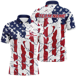 Bowling Ball Pattern American Flag Custom Unisex Bowling Team Shirts, Patriotic Bowling Jerseys IPHW6493