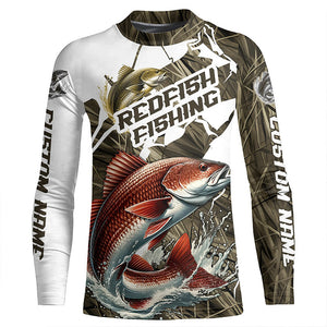 Custom Redfish Fishing Tournament Jerseys, Redfish Long Sleeve Fishing Shirts Camo IPHW6845